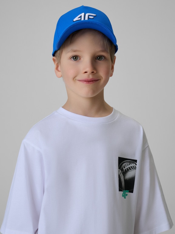 Chłopięcy t-shirt z nadrukiem 4F 4FJRSS26TTSHM3863 - biały