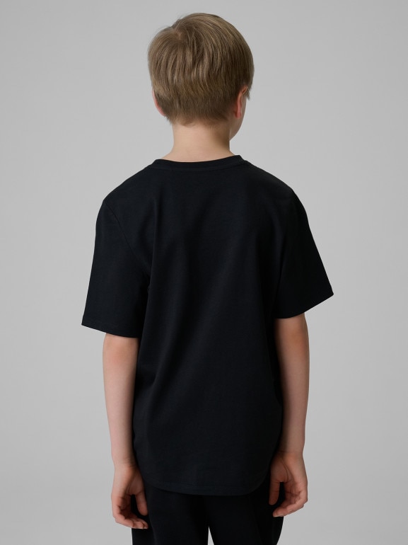 Chłopięcy t-shirt z nadrukiem 4F 4FJRSS26TTSHM3864 - czarny