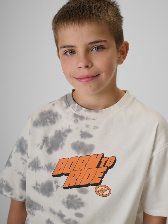 Chłopięcy t-shirt z nadrukiem 4F 4FJRSS26TTSHM4168 - szary