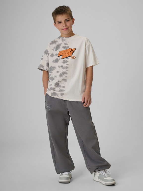 Chłopięcy t-shirt z nadrukiem 4F 4FJRSS26TTSHM4168 - szary