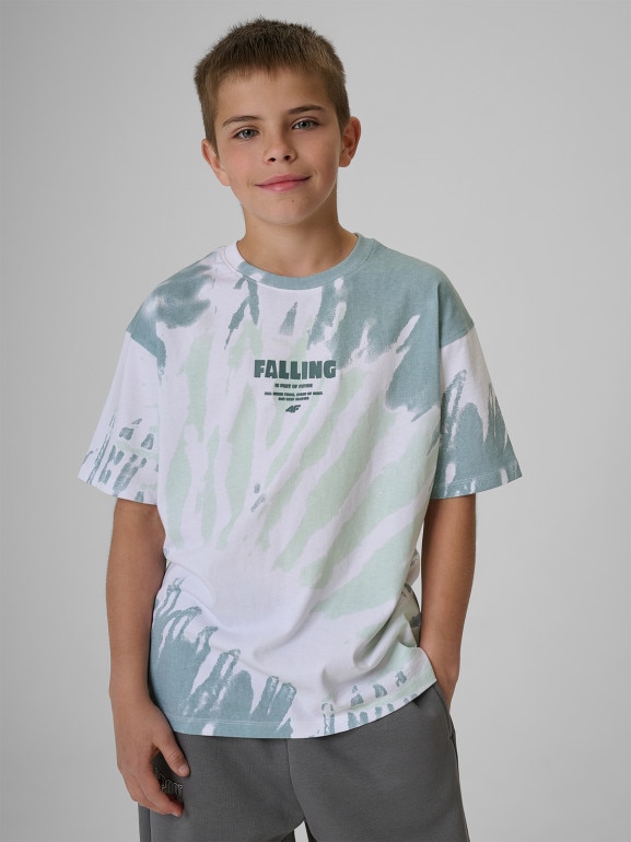 Chłopięcy t-shirt z nadrukiem 4F 4FJRSS26TTSHM4173 - zielony