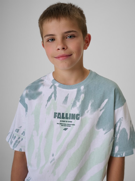 Chłopięcy t-shirt z nadrukiem 4F 4FJRSS26TTSHM4173 - zielony