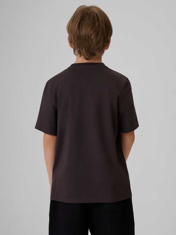 Chłopięcy t-shirt z nadrukiem 4F 4FJRSS26TTSHM4280 - szary