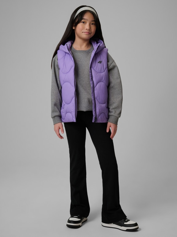 Dziewczęcy bezrękawnik z kapturem 4F 4FJRSS26TVJAF355 - fioletowy