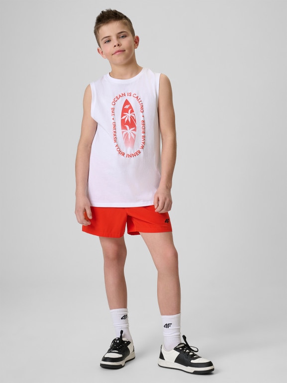 Chłopięce spodenki plażowe 4F 4FJRSS26UBDSM217 - czerwone