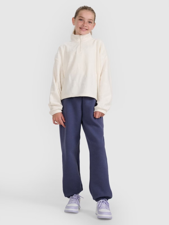 Dziewczęcy polar ze stójką 4F 4FJWAW25TFLEF342 - biały