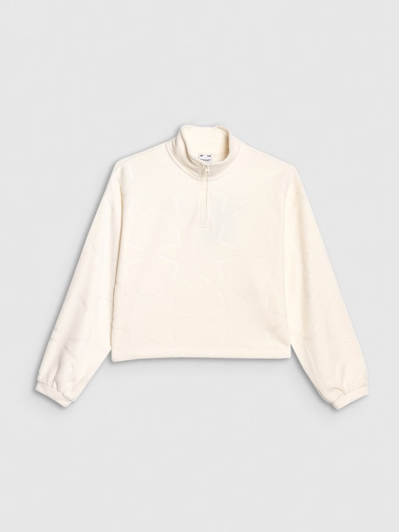 Dziewczęcy polar ze stójką 4F 4FJWAW25TFLEF342 - biały