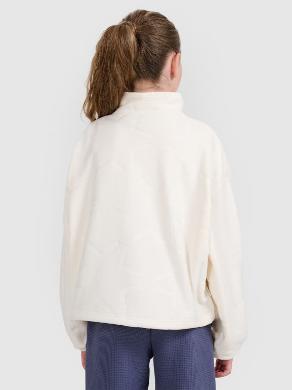 Dziewczęcy polar ze stójką 4F 4FJWAW25TFLEF342 - biały