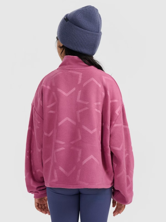 Dziewczęcy polar ze stójką 4F 4FJWAW25TFLEF342 - różowy