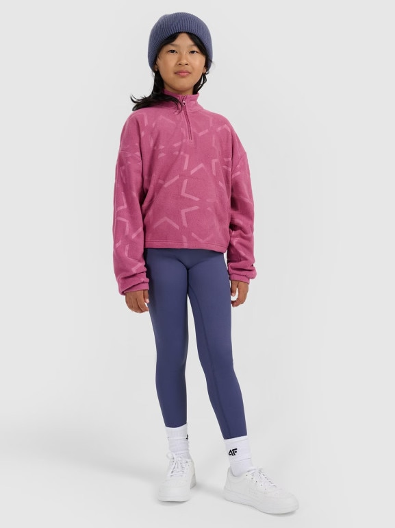 Dziewczęcy polar ze stójką 4F 4FJWAW25TFLEF342 - różowy