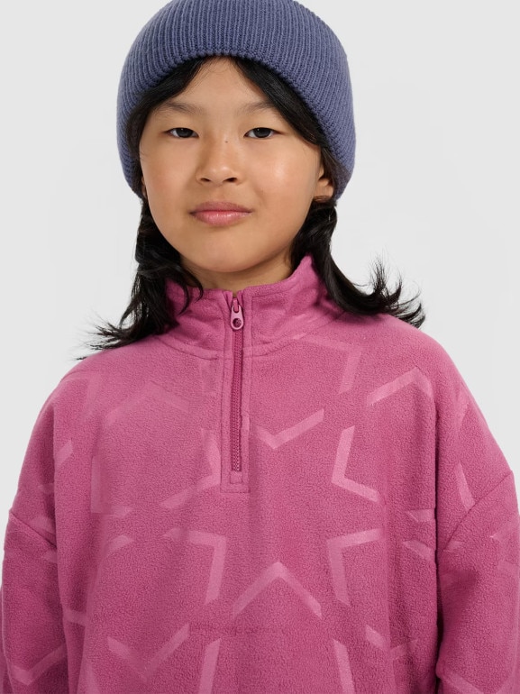 Dziewczęcy polar ze stójką 4F 4FJWAW25TFLEF342 - różowy