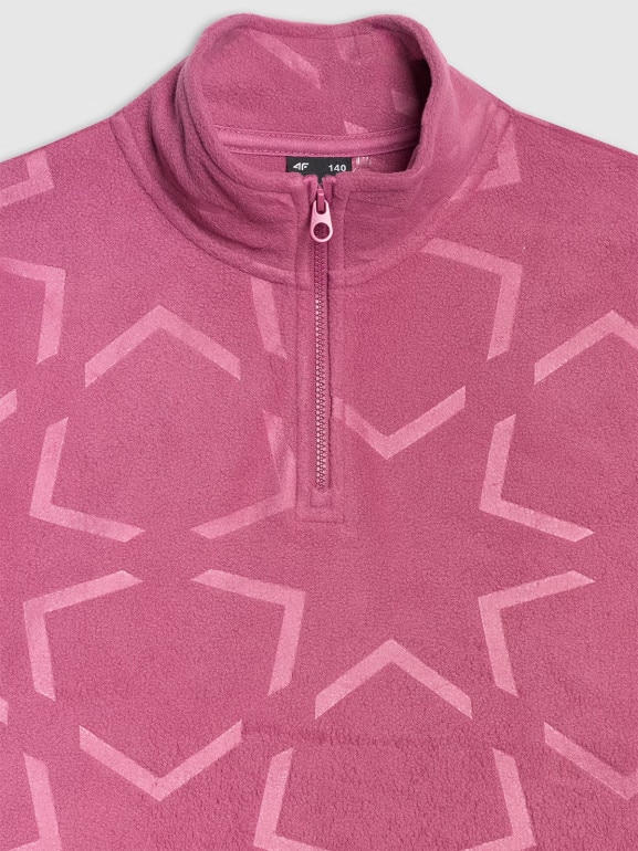 Dziewczęcy polar ze stójką 4F 4FJWAW25TFLEF342 - różowy