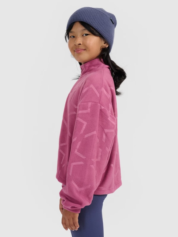 Dziewczęcy polar ze stójką 4F 4FJWAW25TFLEF342 - różowy