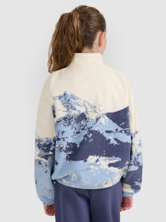 Dziewczęcy polar oversize z nadrukiem 4F 4FJWAW25TFLEF343 - multikolor