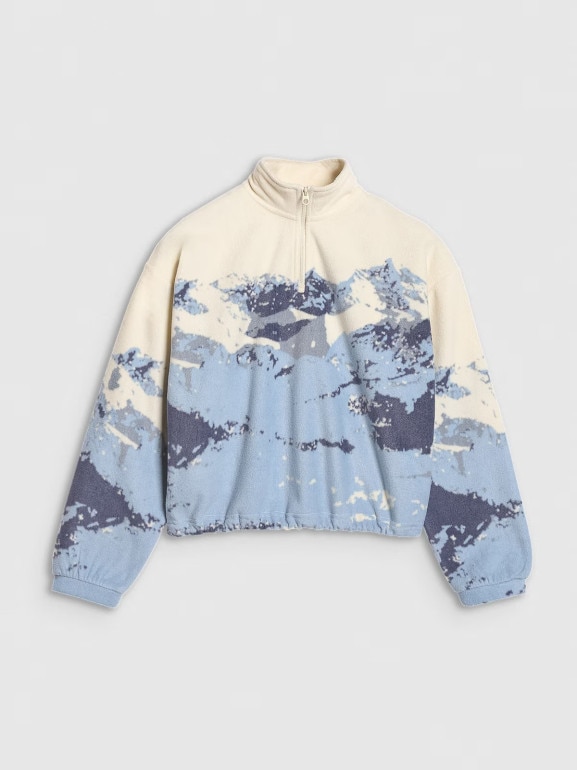 Dziewczęcy polar oversize z nadrukiem 4F 4FJWAW25TFLEF343 - multikolor