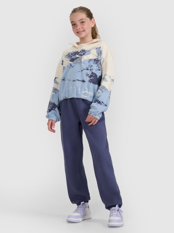 Dziewczęcy polar oversize z nadrukiem 4F 4FJWAW25TFLEF343 - multikolor