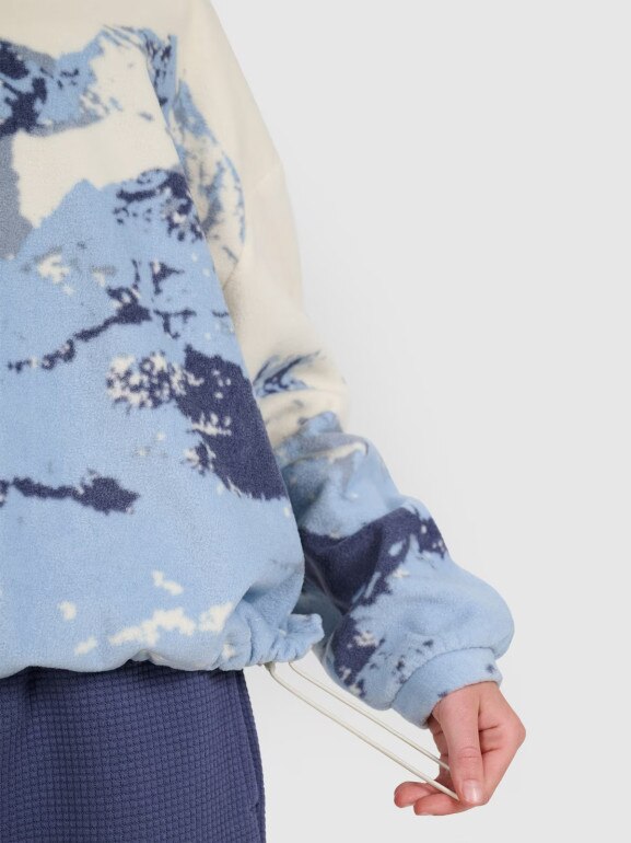 Dziewczęcy polar oversize z nadrukiem 4F 4FJWAW25TFLEF343 - multikolor