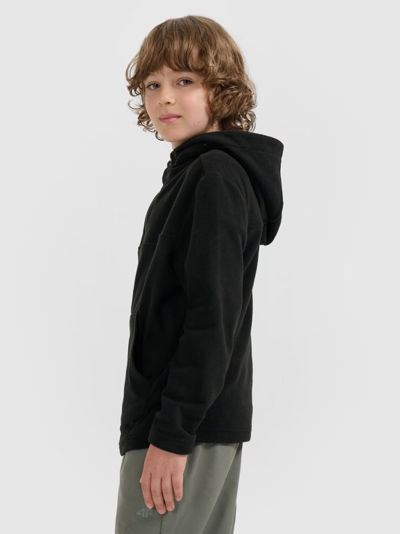 Chłopięcy polar z kapturem 4F 4FJWAW25TFLEM350 - czarny