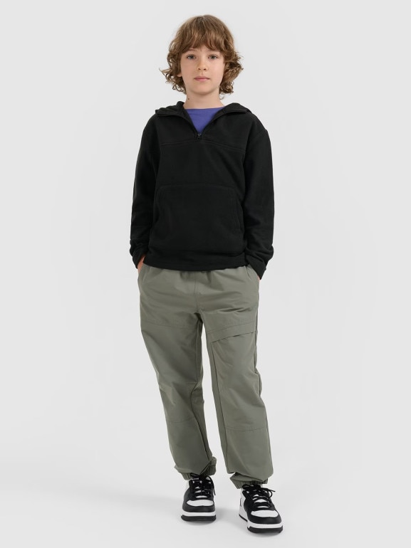 Chłopięcy polar z kapturem 4F 4FJWAW25TFLEM350 - czarny