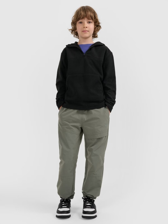 Chłopięcy polar z kapturem 4F 4FJWAW25TFLEM350 - czarny