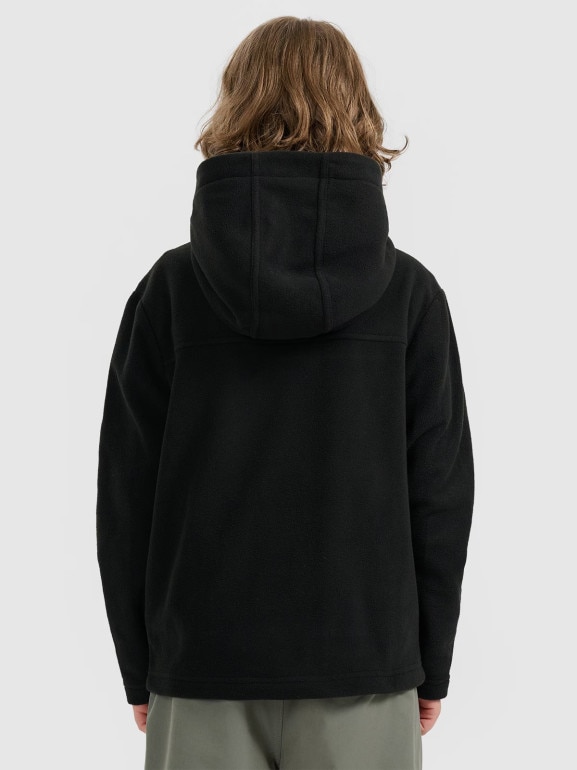 Chłopięcy polar z kapturem 4F 4FJWAW25TFLEM350 - czarny