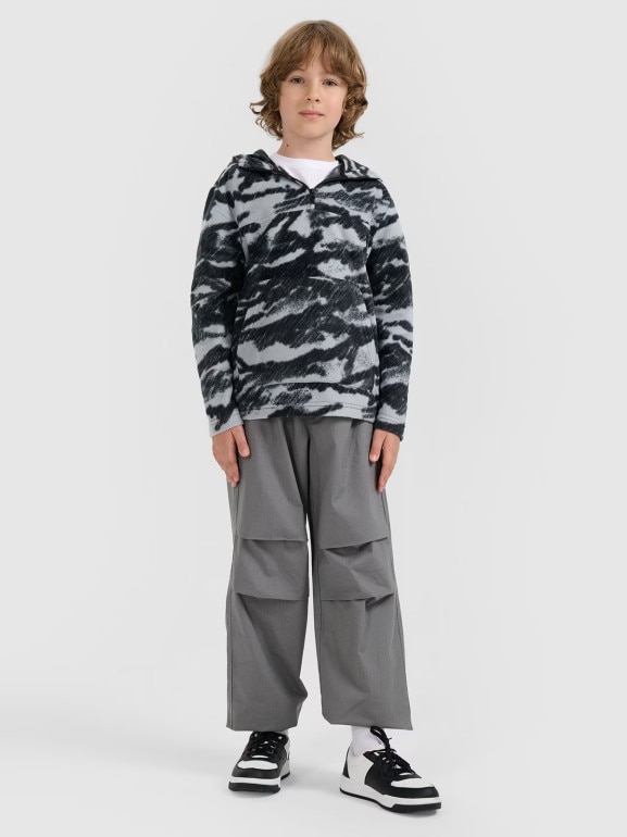 Chłopięcy polar z kapturem 4F 4FJWAW25TFLEM350 - multikolor