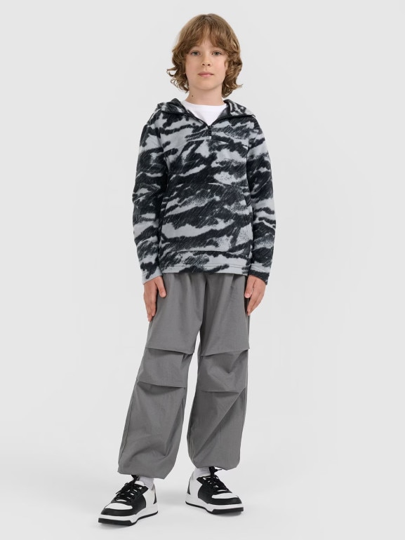 Chłopięcy polar z kapturem 4F 4FJWAW25TFLEM350 - multikolor