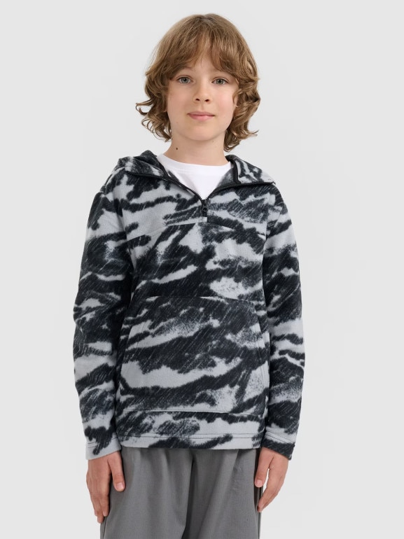 Chłopięcy polar z kapturem 4F 4FJWAW25TFLEM350 - multikolor