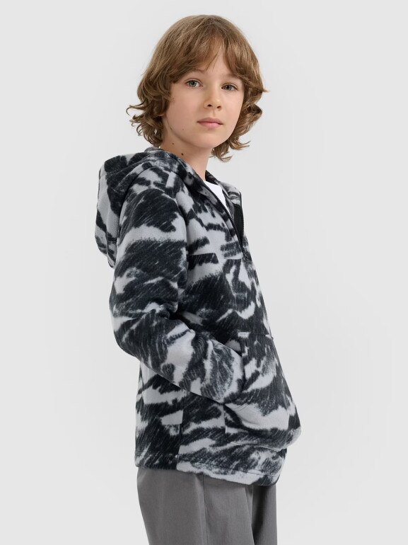 Chłopięcy polar z kapturem 4F 4FJWAW25TFLEM350 - multikolor