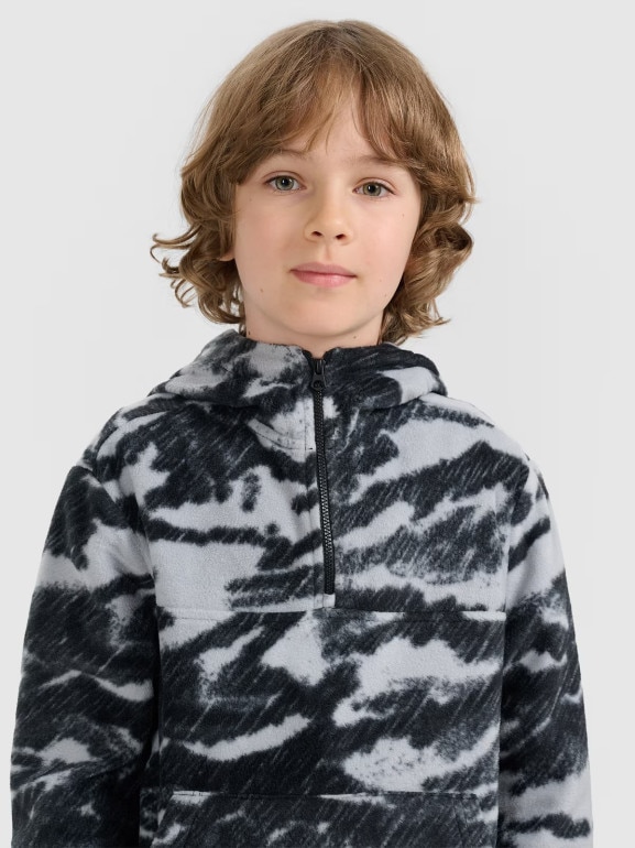 Chłopięcy polar z kapturem 4F 4FJWAW25TFLEM350 - multikolor