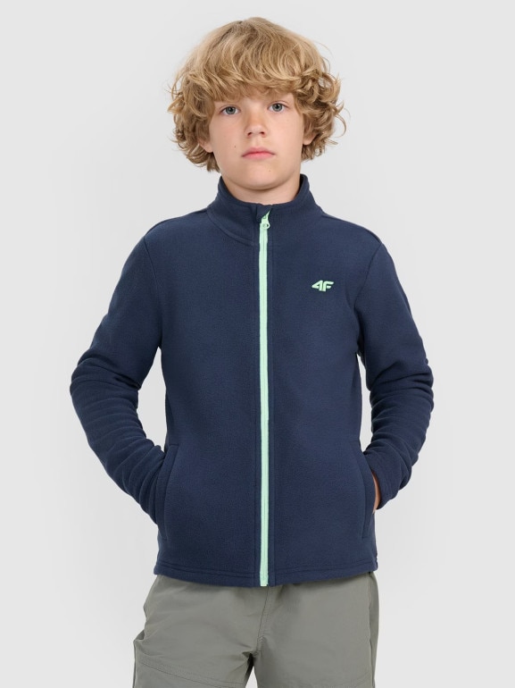 Chłopięcy polar ze stójką 4F 4FJWAW25TFLEM413 - granatowy