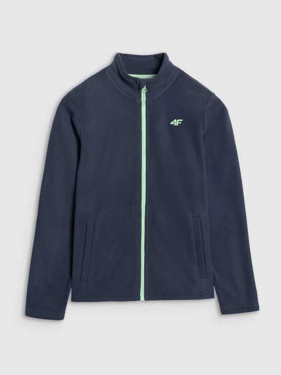 Chłopięcy polar ze stójką 4F 4FJWAW25TFLEM413 - granatowy