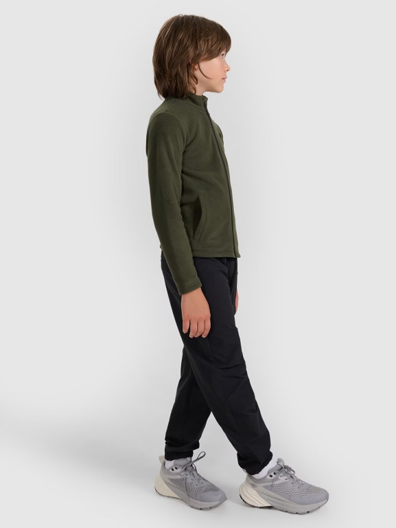 Chłopięcy polar ze stójką 4F 4FJWAW25TFLEM413 - khaki