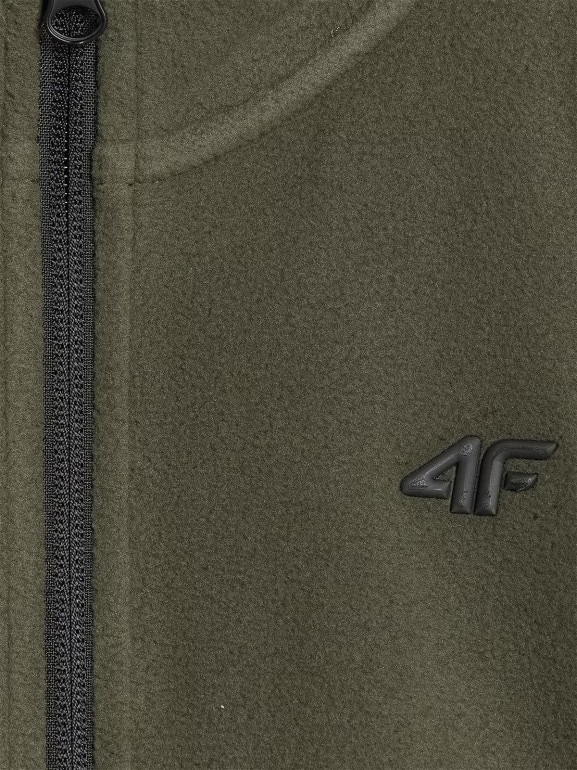 Chłopięcy polar ze stójką 4F 4FJWAW25TFLEM413 - khaki