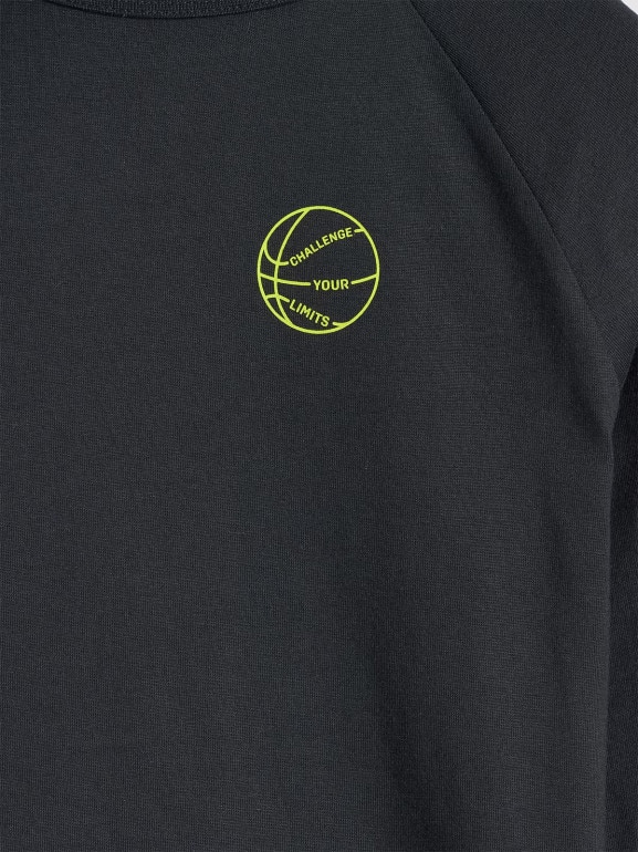 Chłopięcy longsleeve z nadrukiem 4F 4FJWAW25TLONM484 - czarny