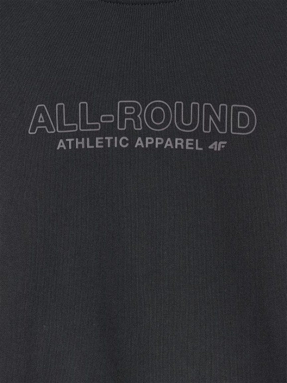 Chłopięcy longsleeve z nadrukiem 4F 4FJWAW25TLONM485 - czarny