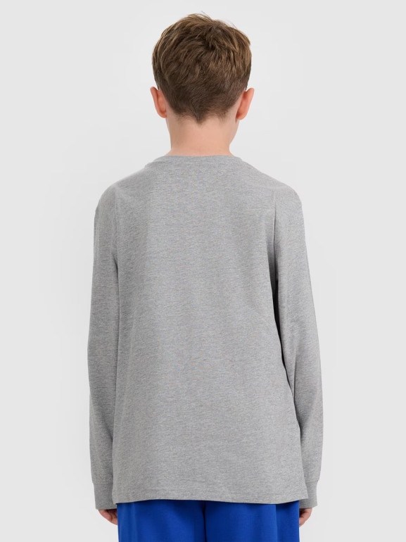 Chłopięcy longsleeve z nadrukiem 4F 4FJWAW25TLONM485 - szary