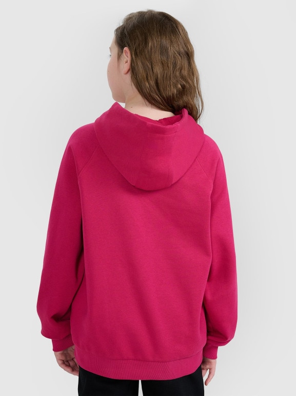 Dziewczęca bluza nierozpinana z kapturem 4F 4FJWAW25TSWSF1934 - różowa
