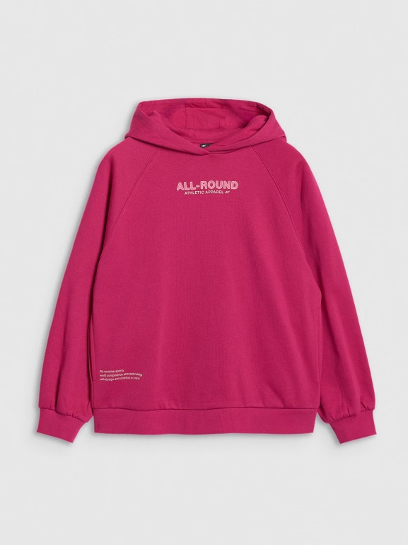 Dziewczęca bluza nierozpinana z kapturem 4F 4FJWAW25TSWSF1934 - różowa