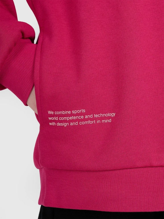 Dziewczęca bluza nierozpinana z kapturem 4F 4FJWAW25TSWSF1934 - różowa