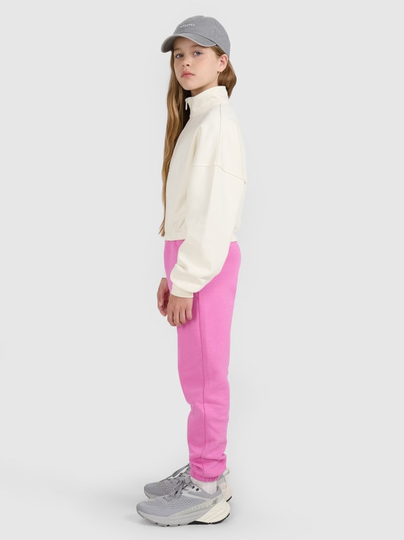 Dziewczęca bluza nierozpinana bez kaptura 4F 4FJWAW25TSWSF1939 - biała