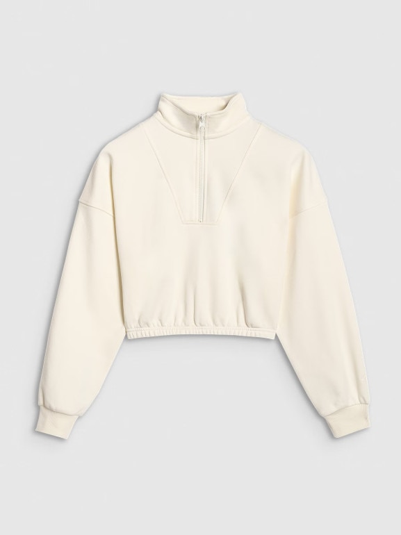 Dziewczęca bluza nierozpinana bez kaptura 4F 4FJWAW25TSWSF1939 - biała