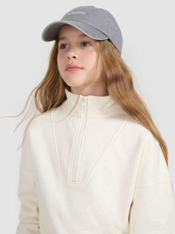 Dziewczęca bluza nierozpinana bez kaptura 4F 4FJWAW25TSWSF1939 - biała