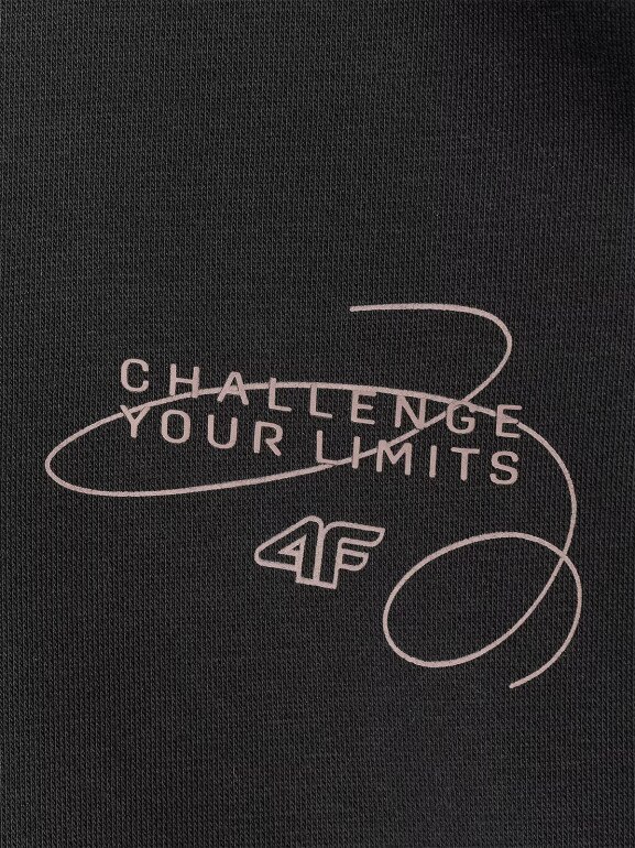 Dziewczęca bluza rozpinana z kapturem 4F 4FJWAW25TSWSF1941 - czarna