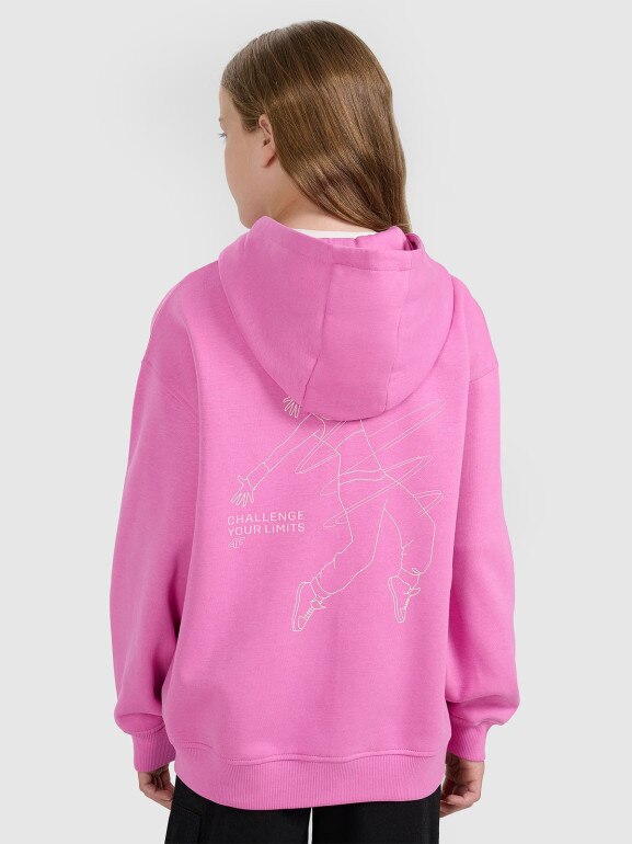 Dziewczęca bluza rozpinana z kapturem 4F 4FJWAW25TSWSF1941 - różowa