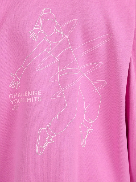 Dziewczęca bluza rozpinana z kapturem 4F 4FJWAW25TSWSF1941 - różowa