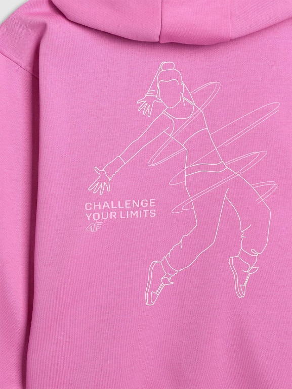 Dziewczęca bluza rozpinana z kapturem 4F 4FJWAW25TSWSF1941 - różowa