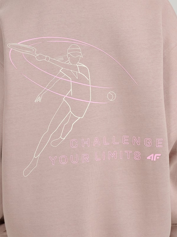 Dziewczęca bluza rozpinana z kapturem 4F 4FJWAW25TSWSF1941 - beżowa