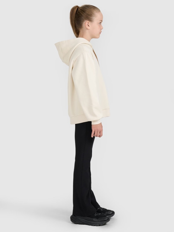 Dziewczęca bluza nierozpinana z kapturem 4F 4FJWAW25TSWSF2147 - biała