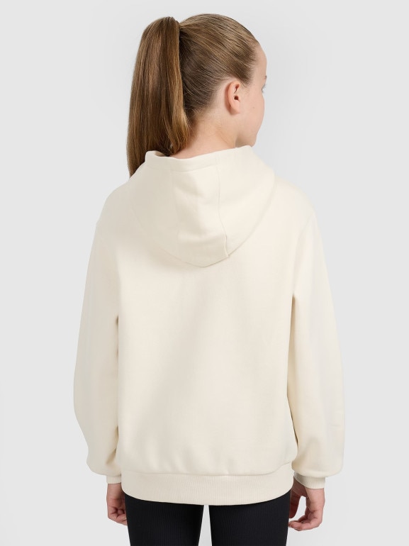 Dziewczęca bluza nierozpinana z kapturem 4F 4FJWAW25TSWSF2147 - biała